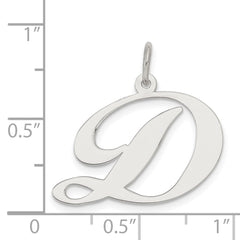 Sterling Silver Rhodium-plated Fancy Script Letter D Initial Charm QC5090D