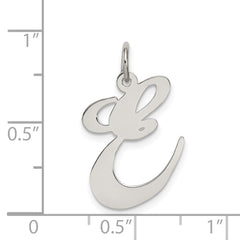 Sterling Silver Rhodium-plated Fancy Script Letter E Initial Charm QC5090E