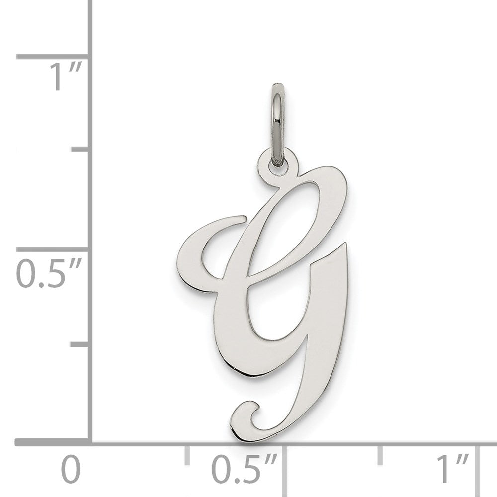 Sterling Silver Rhodium-plated Fancy Script Letter G Initial Charm QC5090G