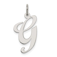 Sterling Silver Rhodium-plated Fancy Script Letter G Initial Charm QC5090G