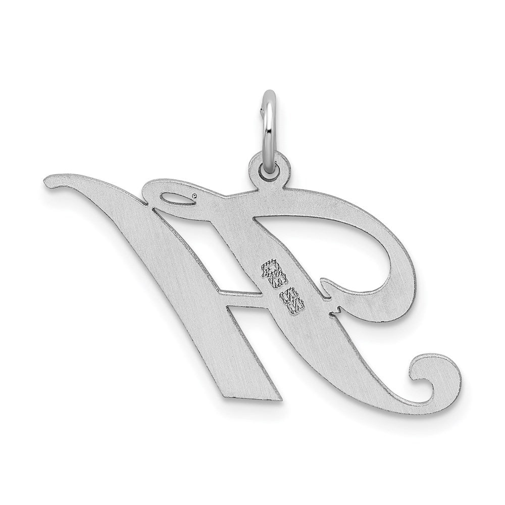 Sterling Silver Rhodium-plated Fancy Script Letter H Initial Charm QC5090H