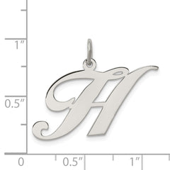 Sterling Silver Rhodium-plated Fancy Script Letter H Initial Charm QC5090H