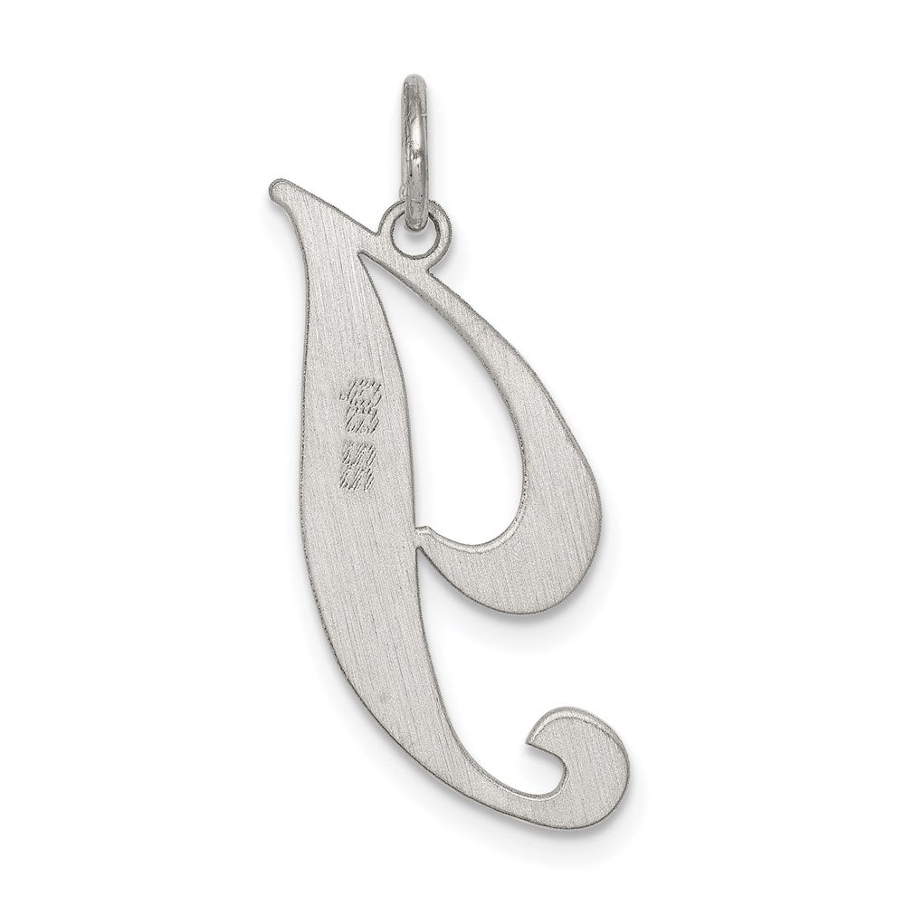 Sterling Silver Rhodium-plated Fancy Script Letter I Initial Charm QC5090I