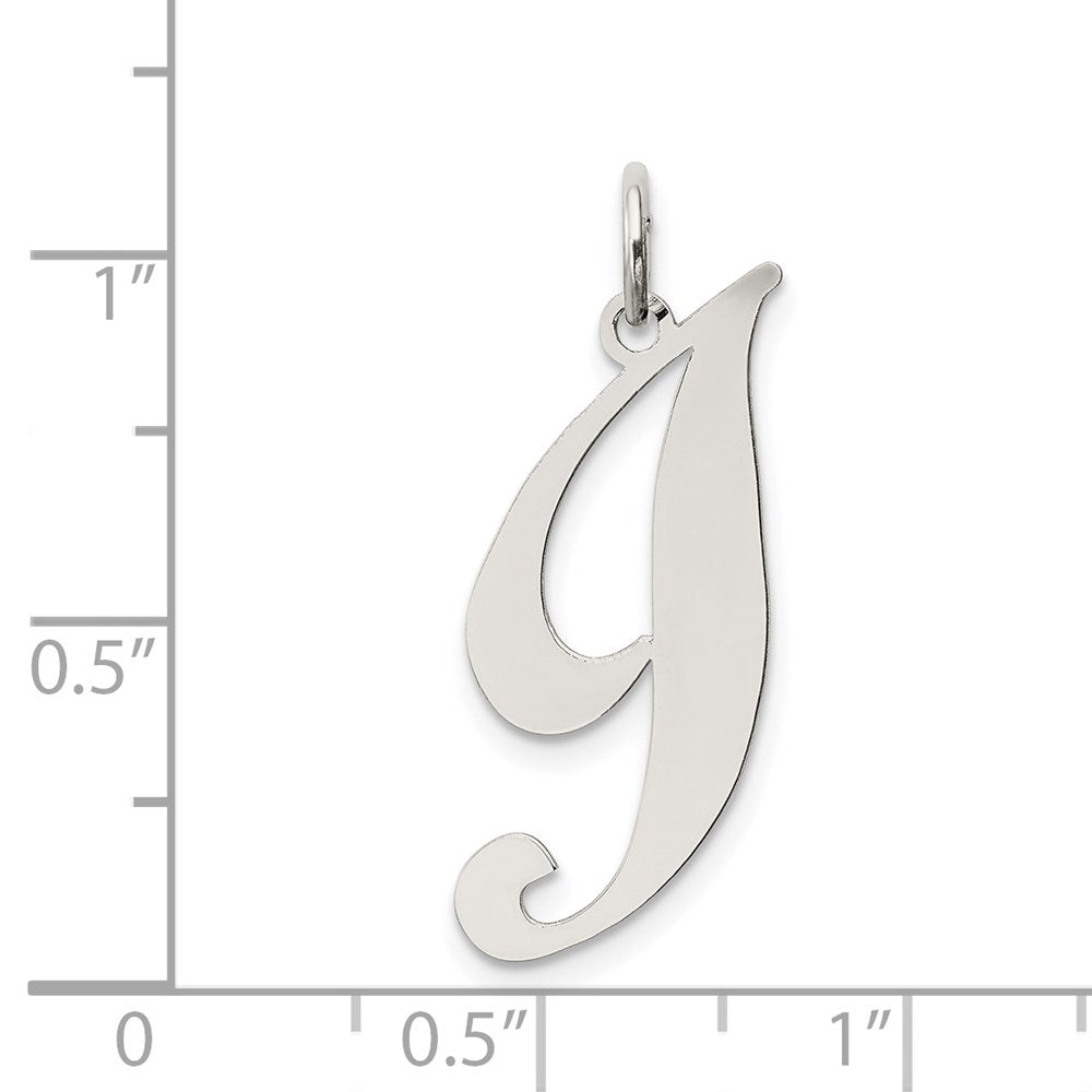 Sterling Silver Rhodium-plated Fancy Script Letter I Initial Charm QC5090I