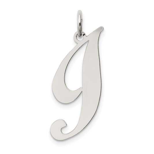 Sterling Silver Rhodium-plated Fancy Script Letter I Initial Charm QC5090I