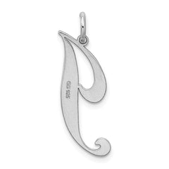 Sterling Silver Rhodium-plated Fancy Script Letter J Initial Charm QC5090J