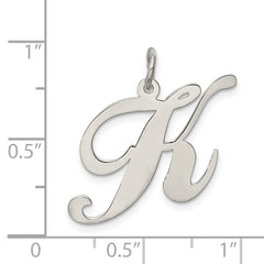 Sterling Silver Rhodium-plated Fancy Script Letter K Initial Charm QC5090K