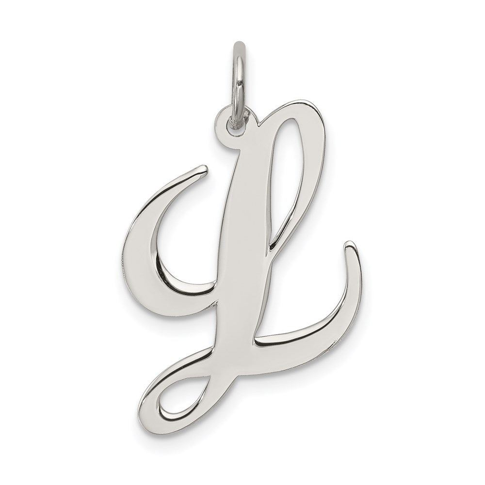 Sterling Silver Rhodium-plated Fancy Script Letter L Initial Charm QC5090L