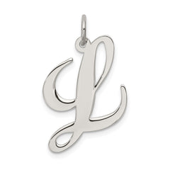 Sterling Silver Rhodium-plated Fancy Script Letter L Initial Charm QC5090L