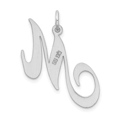 Sterling Silver Rhodium-plated Fancy Script Letter M Initial Charm QC5090M