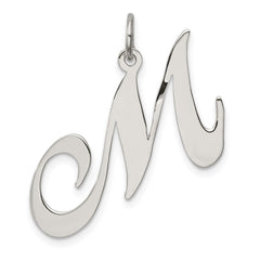 Sterling Silver Rhodium-plated Fancy Script Letter M Initial Charm QC5090M