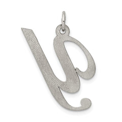 Sterling Silver Rhodium-plated Fancy Script Letter Y Initial Charm QC5090Y