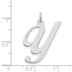 Sterling Silver Rhodium-plated Fancy Script Letter Y Initial Charm QC5090Y