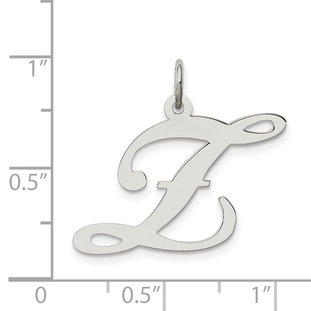 Sterling Silver Rhodium-plated Fancy Script Letter Z Initial Charm QC5090Z