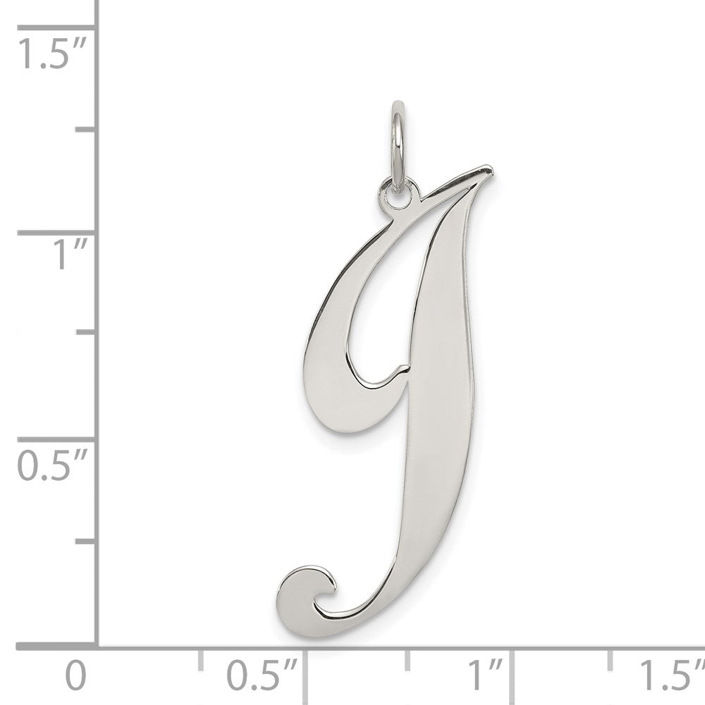 Sterling Silver Rhodium-plated Fancy Script Letter J Initial Charm QC5090J