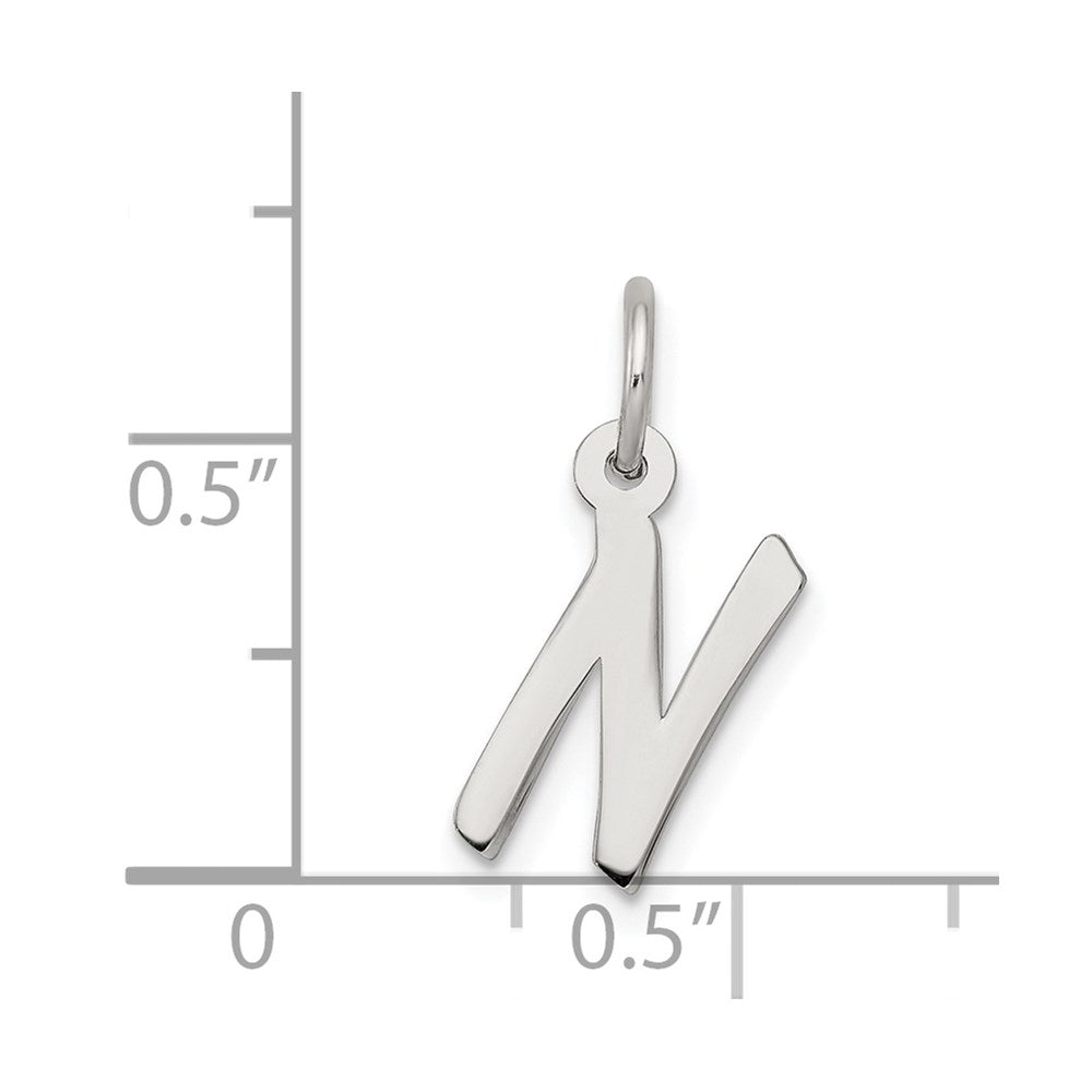 Sterling Silver Rhodium-plated Letter N Initial Charm QC5092N