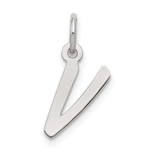 Sterling Silver Rhodium-plated Letter V Initial Charm QC5092V