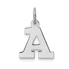 Sterling Silver Rhodium-plated Block Letter A Initial Charm QC5093A
