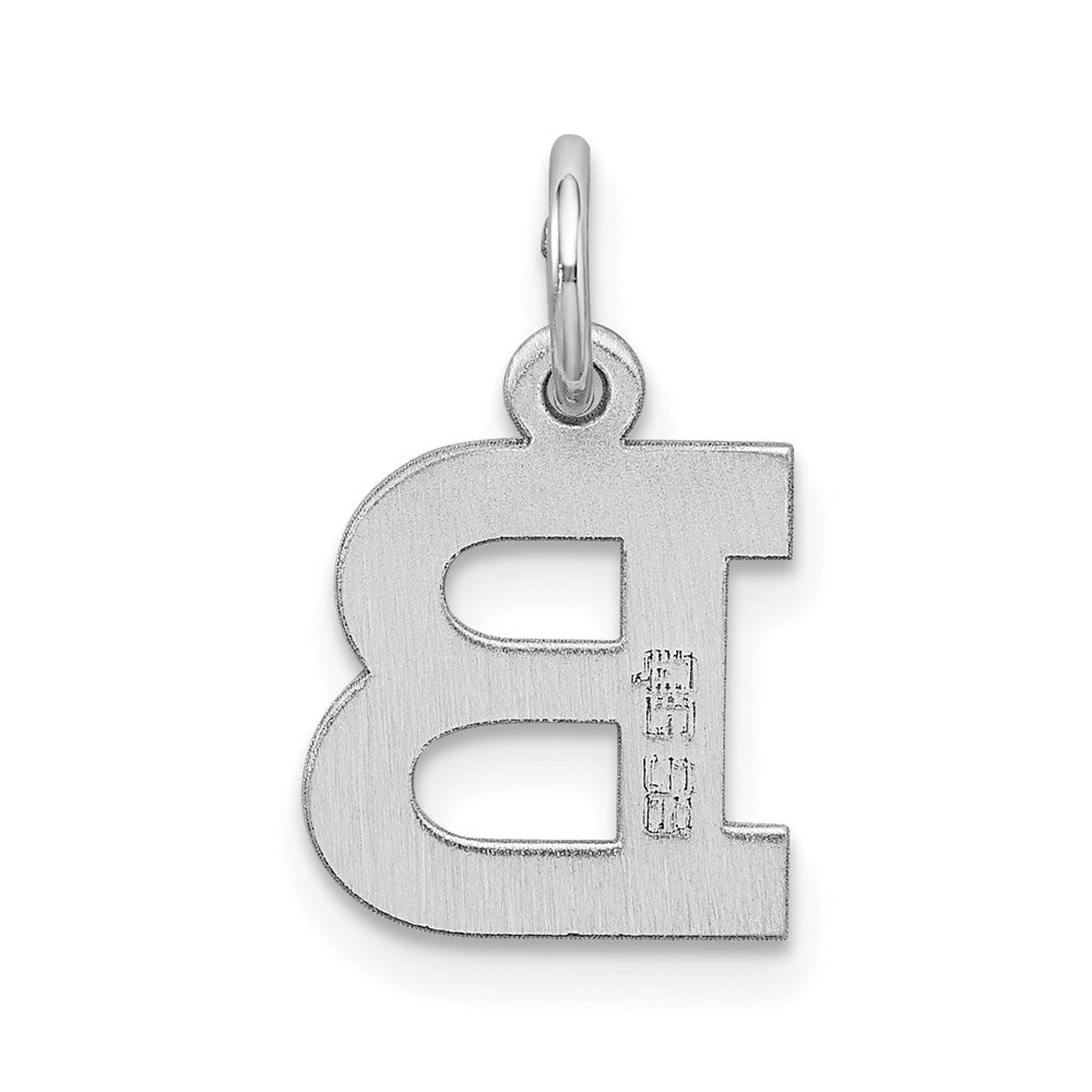 Sterling Silver Rhodium-plated Block Letter B Initial Charm QC5093B