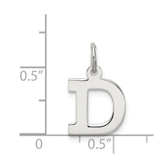 Sterling Silver Rhodium-plated Block Letter D Initial Charm QC5093D