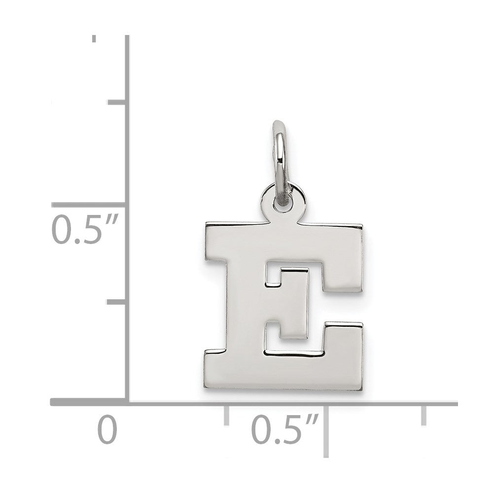 Sterling Silver Rhodium-plated Block Letter E Initial Charm QC5093E