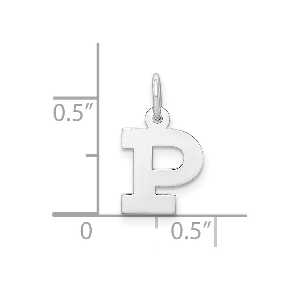Sterling Silver Rhodium-plated Block Letter P Initial Charm QC5093P
