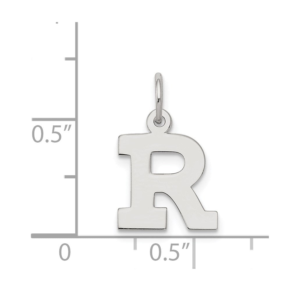 Sterling Silver Rhodium-plated Block Letter R Initial Charm QC5093R
