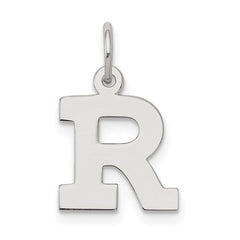 Sterling Silver Rhodium-plated Block Letter R Initial Charm QC5093R