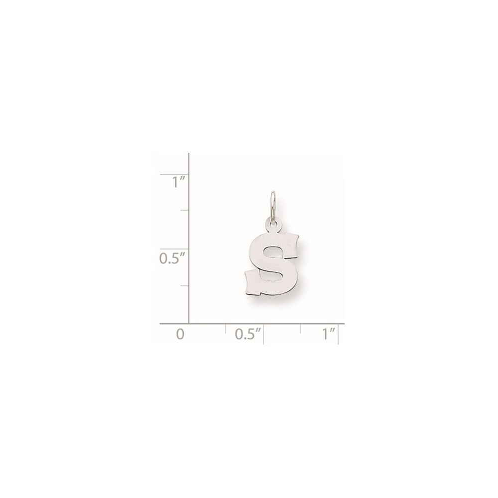 Sterling Silver Rhodium-plated Block Letter S Initial Charm QC5093S