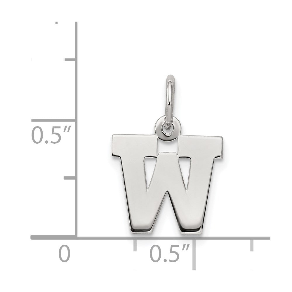 Sterling Silver Rhodium-plated Block Letter W Initial Charm QC5093W
