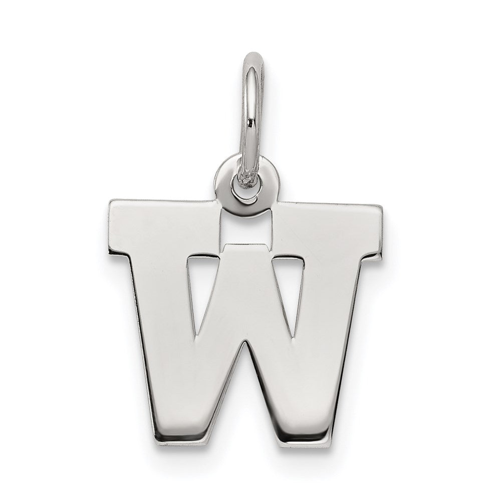 Sterling Silver Rhodium-plated Block Letter W Initial Charm QC5093W