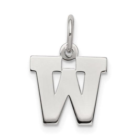 Sterling Silver Rhodium-plated Block Letter W Initial Charm QC5093W
