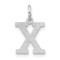 Sterling Silver Rhodium-plated Block Letter X Initial Charm QC5093X