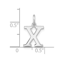 Sterling Silver Rhodium-plated Block Letter X Initial Charm QC5093X