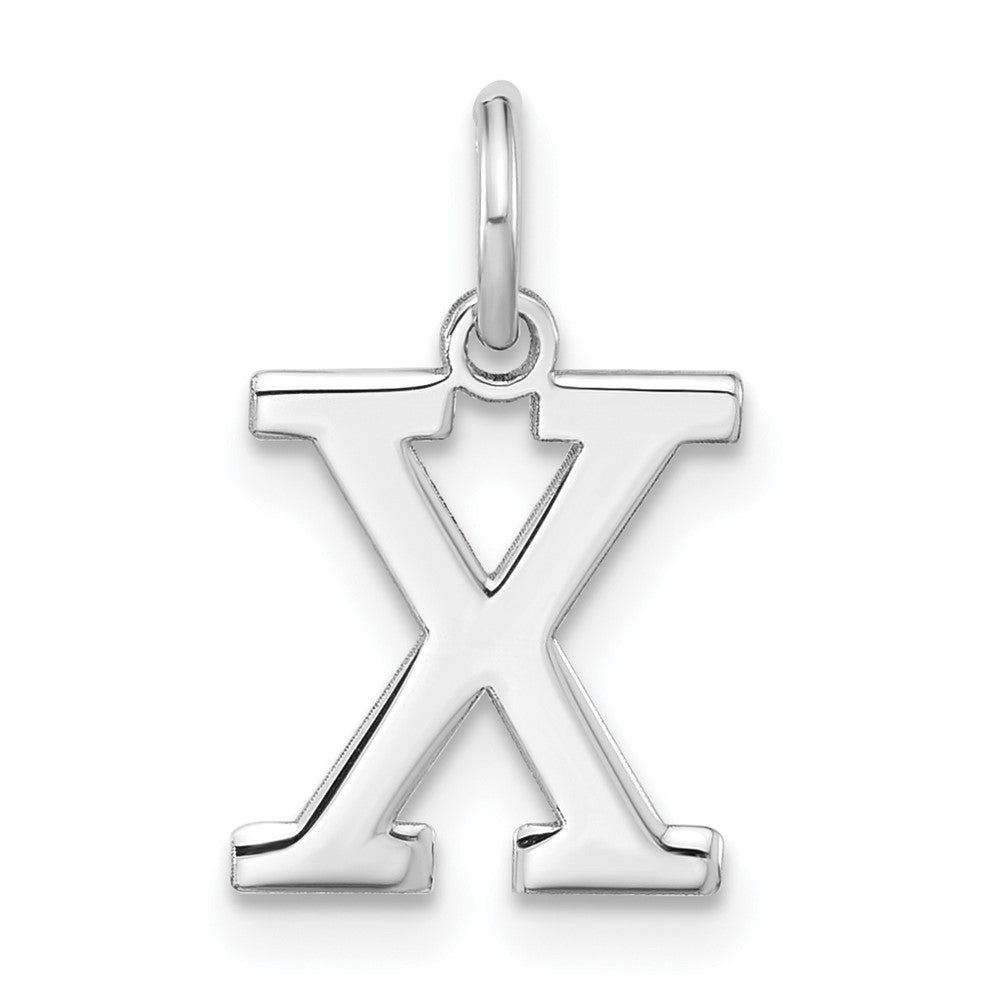 Sterling Silver Rhodium-plated Block Letter X Initial Charm QC5093X