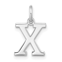Sterling Silver Rhodium-plated Block Letter X Initial Charm QC5093X