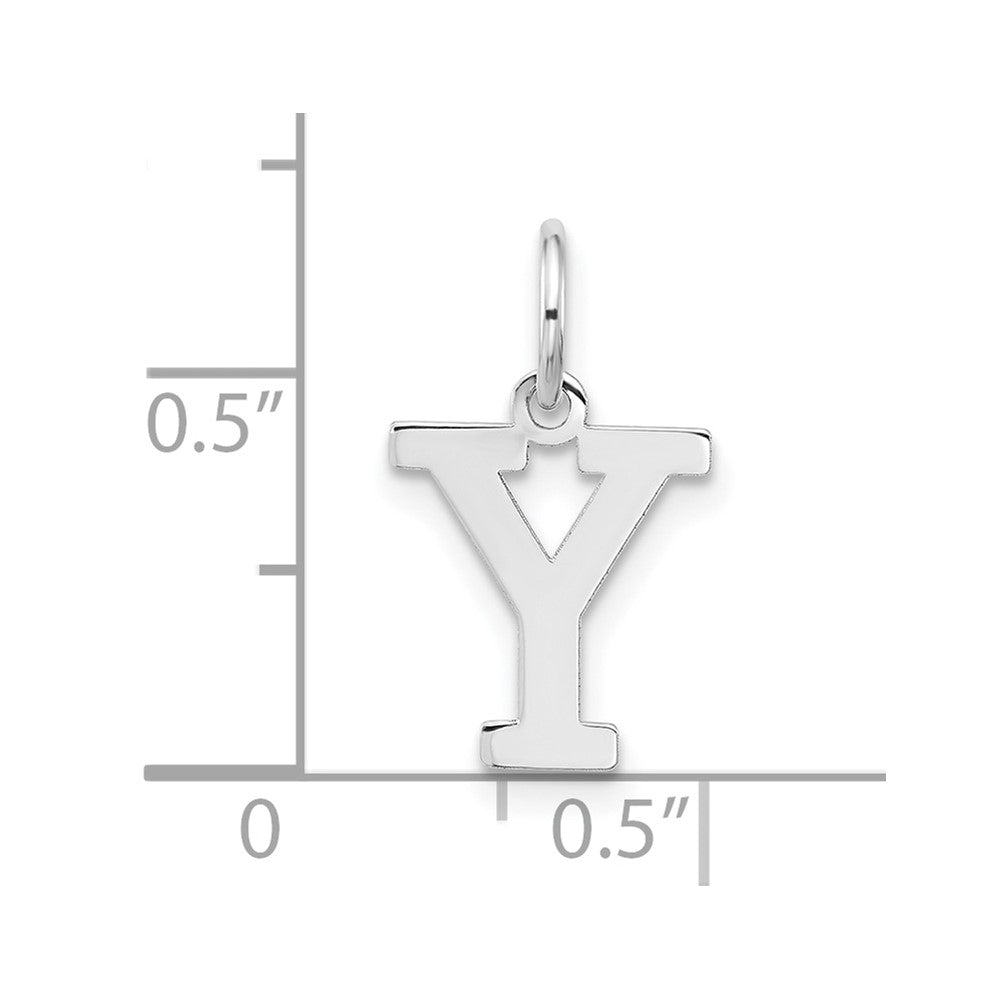 Sterling Silver Rhodium-plated Block Letter Y Initial Charm QC5093Y