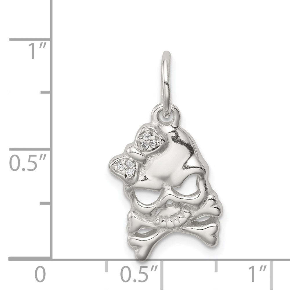 Sterling Silver CZ Skull Charm QC5152