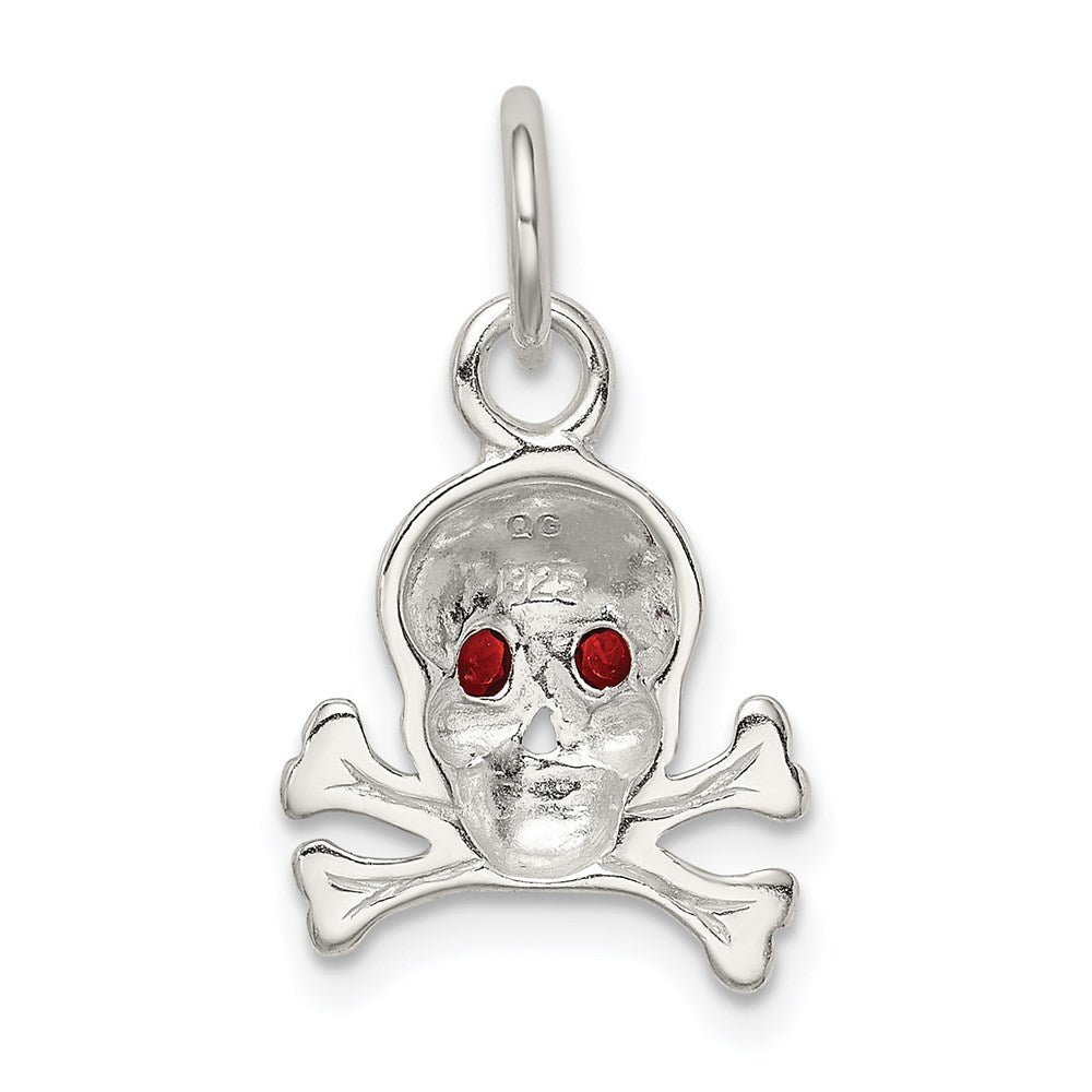 Sterling Silver Red CZ Skull Charm QC5153