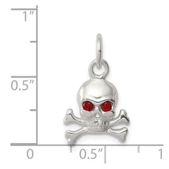 Sterling Silver Red CZ Skull Charm QC5153