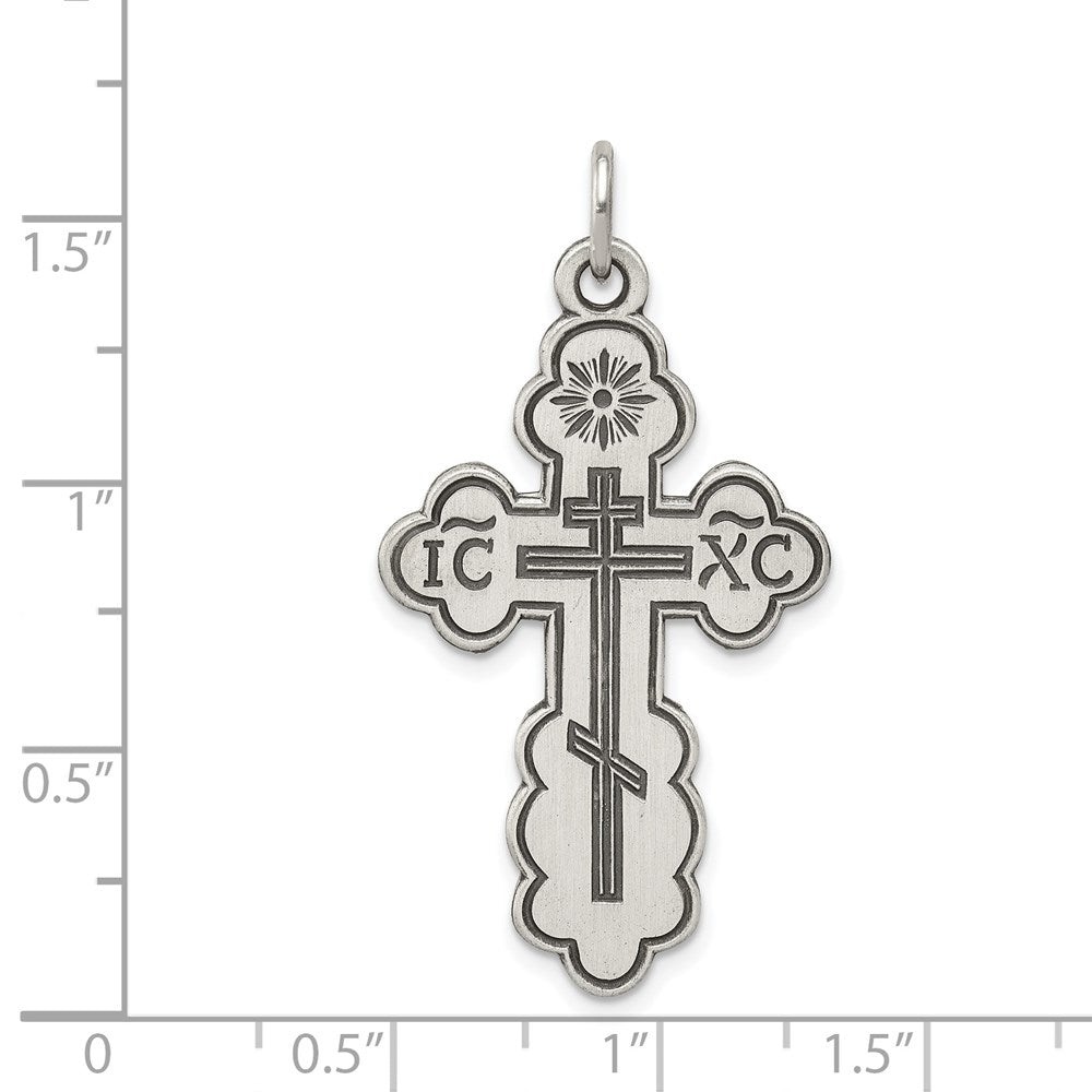 Sterling Silver Antiqued Eastern Orthodox Cross Pendant QC5233