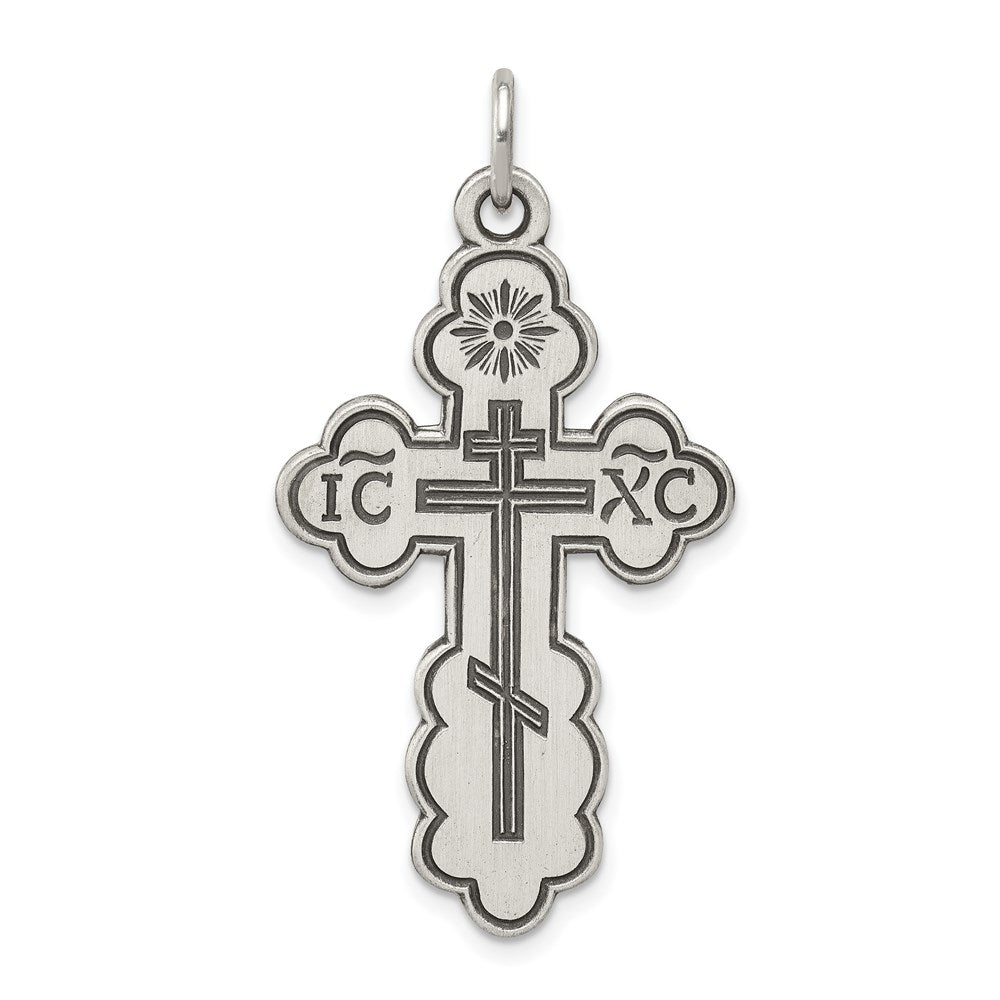 Sterling Silver Antiqued Eastern Orthodox Cross Pendant QC5233