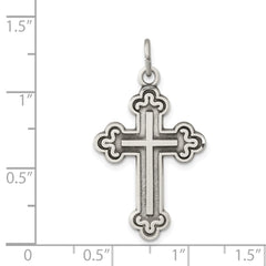 Sterling Silver Antiqued Budded Cross Pendant QC5236