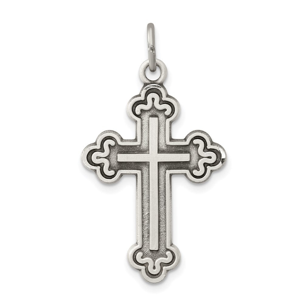 Sterling Silver Antiqued Budded Cross Pendant QC5236