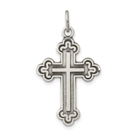 Sterling Silver Antiqued Budded Cross Pendant QC5236