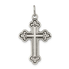 Sterling Silver Antiqued Budded Cross Pendant QC5236