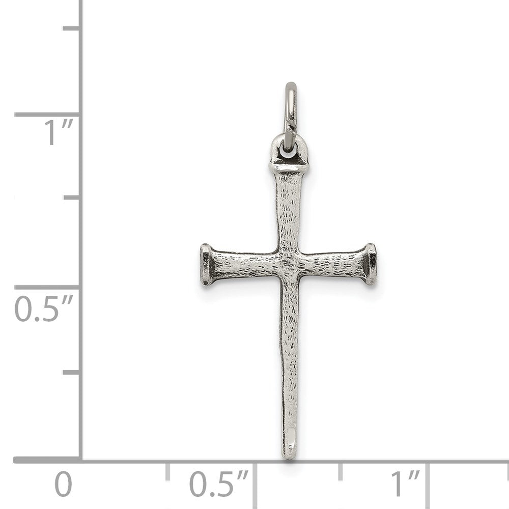 Sterling Silver Antiqued Nail Cross Pendant QC5237