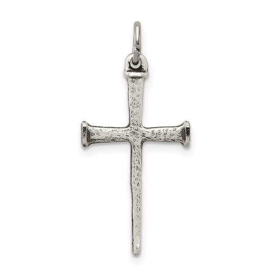 Sterling Silver Antiqued Nail Cross Pendant QC5237
