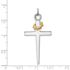Sterling Silver Rhodium-plated & 18k Gold-plated Cross Pendant QC5240
