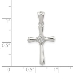 Sterling Silver Rhodium-plated CZ Cross Pendant QC5245